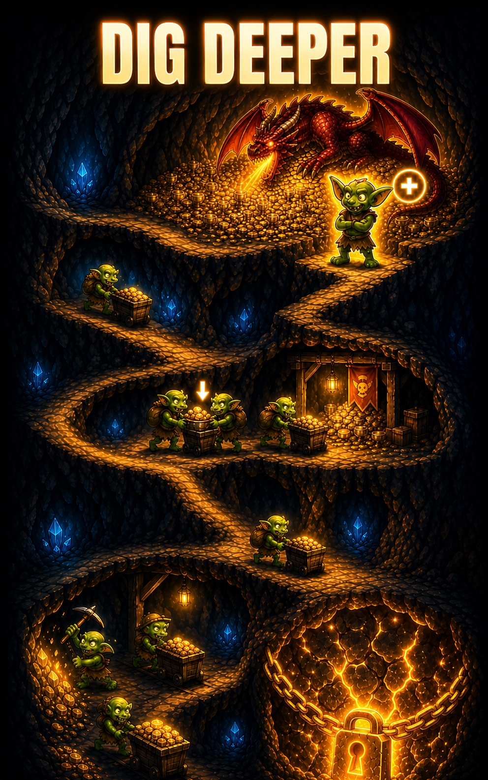 Goblins mining gold underground